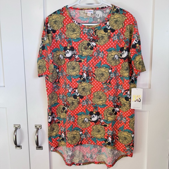 LuLaRoe Tops - NWT LuLaRoe Irma Disney Minnie Mouse Polka Dot Print Tunic Top Women's Size XXS